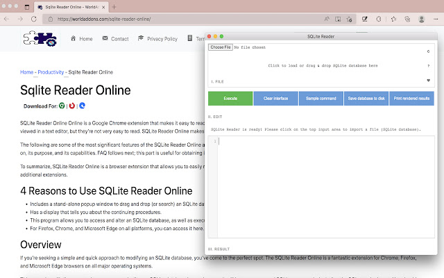 Sqlite Reader Online chrome extension