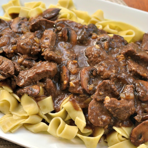 One Skillet Savory Beef Tips and Gravy combines beef tenderloin, mushrooms, onions and garlic in a rich creamy gravy that is lightly seasoned.  