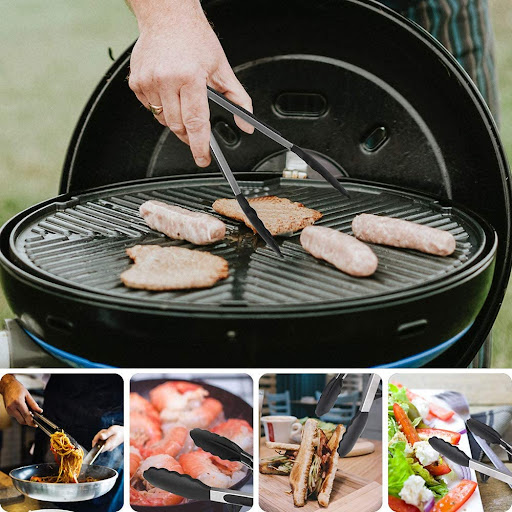 Title 2, Silicone food tongs stainless steel barbecue to...