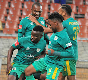 Sipho Moeti of Baroka FC celebrate with his teammates after scoring a goal during the Absa Premiership match between Baroka FC and Golden Arrows at Peter Mokaba Stadium on October 18, 2017 in Polokwane, South Africa. 