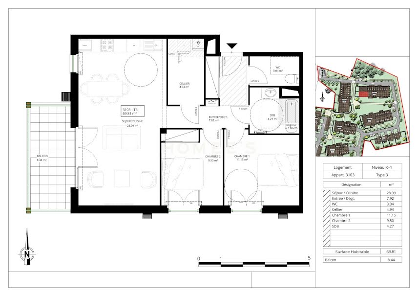 Vente appartement 3 pièces 70 m² à Dax (40100), 210 000 €