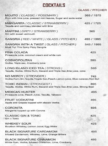 Black Club+Cafe menu 