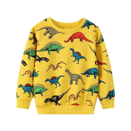 Title 7, Cartoon Dinosaur Print Childrens Tops, soft an...