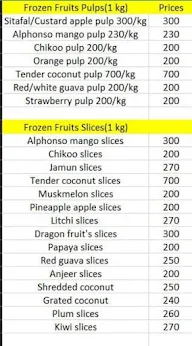 DRP Fruits & Juices menu 1