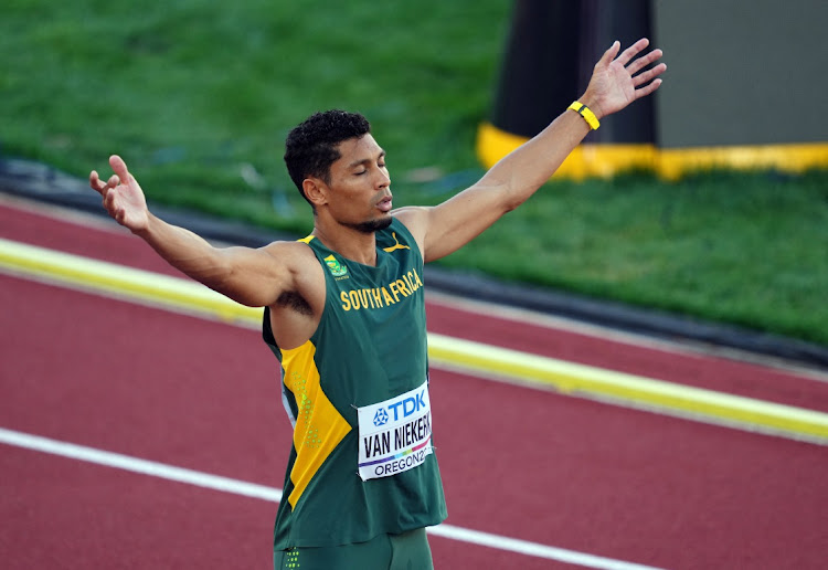 SAs Wayde van Niekerk reacts after finishing in second place in the men's 400m in the World Athletics Championships in Eugene, Oregon on July 20, 2022