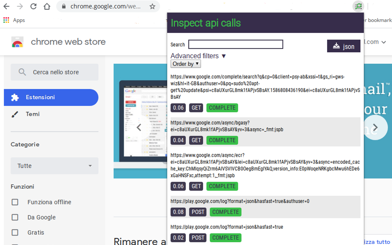 Inspect API calls Preview image 0