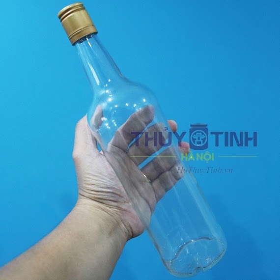 Chai Thủy Tinh Tròn Trơn Đựng Mật Ong, Chai Đựng Rượu 300Ml, 500Ml, 650Ml Và 750Ml Nắp Vặn Nhôm Vàng