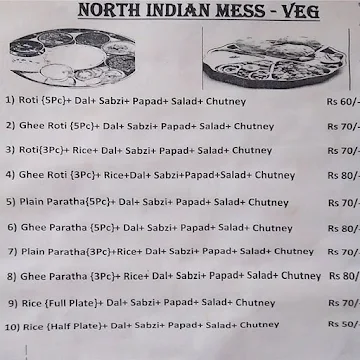 North-Indian Mess menu 