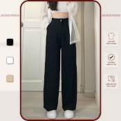 Quần Culottes Ống Rộng Nữ Suông Dài Chất Dày Cao Cấp Lưng Cao Cài Nút Sun Pant Hình Thật