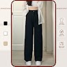 Quần Culottes Ống Rộng Nữ Suông Dài Chất Dày Cao Cấp Lưng Cao Cài Nút Sun Pant Hình Thật