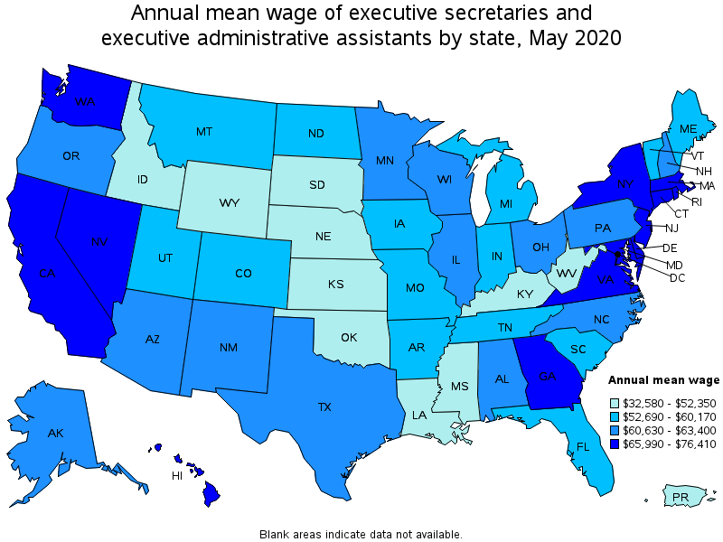 Also, what are the best paying cities in the United States for executive secretaries?