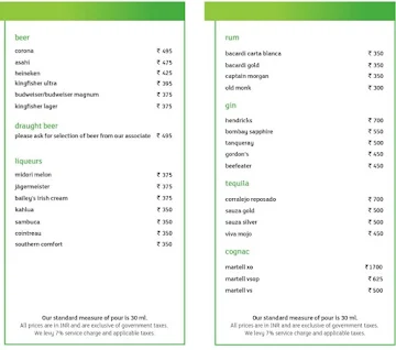 The Hangar - Bar & Lounge - Holiday Inn menu 