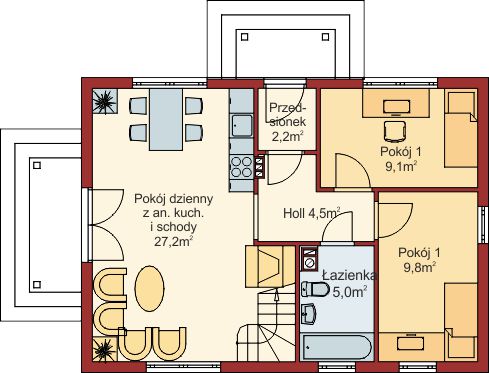 Domek Lipowy szkielet drewniany 020 DD - Rzut parteru