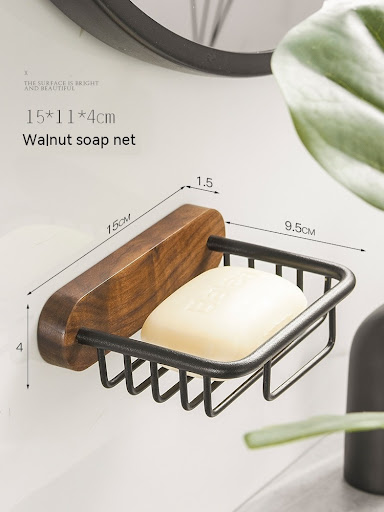 Title 2, Walnut Soap Dish Wall-mounted Wash Basin, punch...