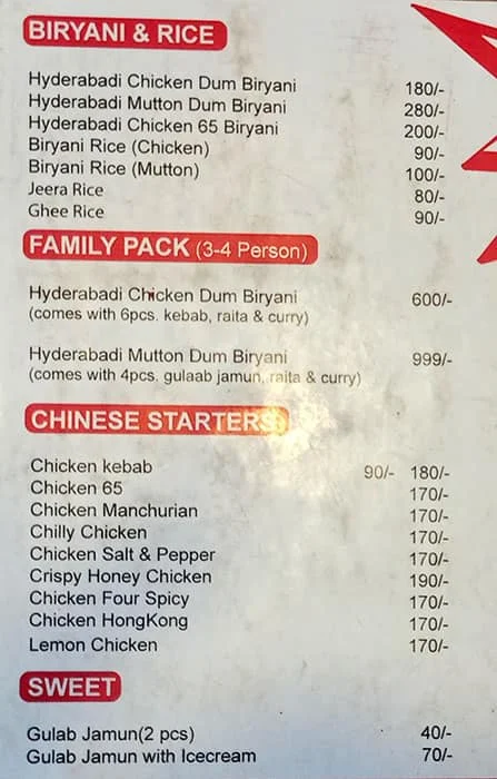 Hyderabadi Biryani Zone menu 