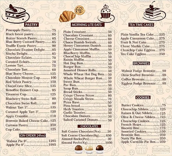 The Chococrave menu 