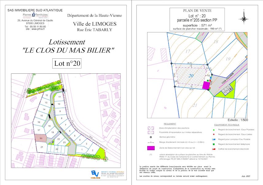 Vente terrain  571 m² à Landouge (87100), 73 300 €