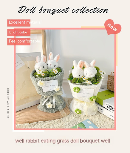 Title 6, High-profile Rabbit Figure Plush Bouquet with G...