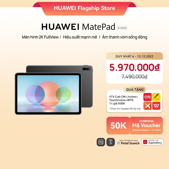 [Mã Elmall5 Giảm 5% Đơn 300K] Máy Tính Bảng Huawei Matepad | Màn Hình 2K Fullview | Cộng Tác Đa Màn Hình