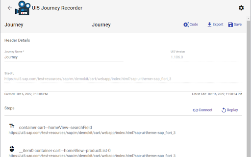 UI5 Journey Recorder