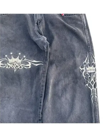 JNCO Jeans New Mens Harajuku Retro Hip Hop Skull Embroide... - 1