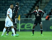 Menzi Masuku of Pirates celebrates his second goal during the Absa Premiership match between Orlando Pirates and SuperSport United at Orlando Stadium. Picture Credit: Gallo Images