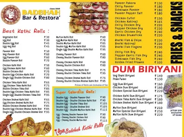 Badshah Bar & Restaurant menu 