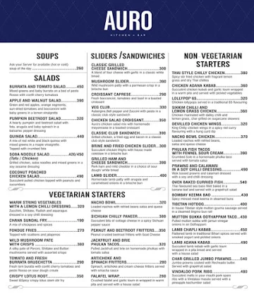 Auro Kitchen & Bar menu 