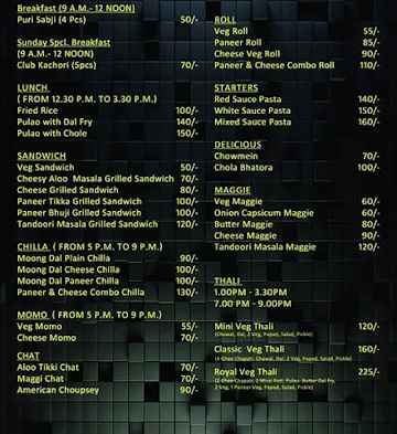 Crunch Cafe menu 