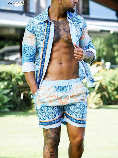 Title 1, Mens Print Hawaiian Floral Two-Piece Set – Per...