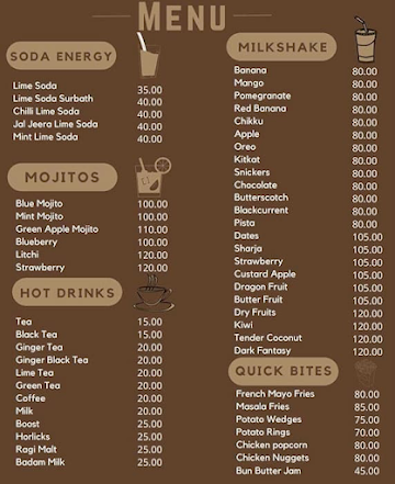 Chai Club menu 