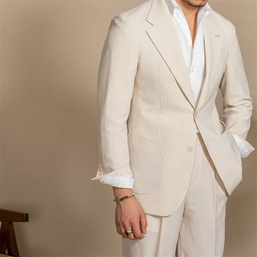 Title 5, Retro Breathable and Light Seersucker Suit Perf...