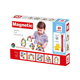 Joc creativ pentru copii, magnetic - 40 piese, Magnastix