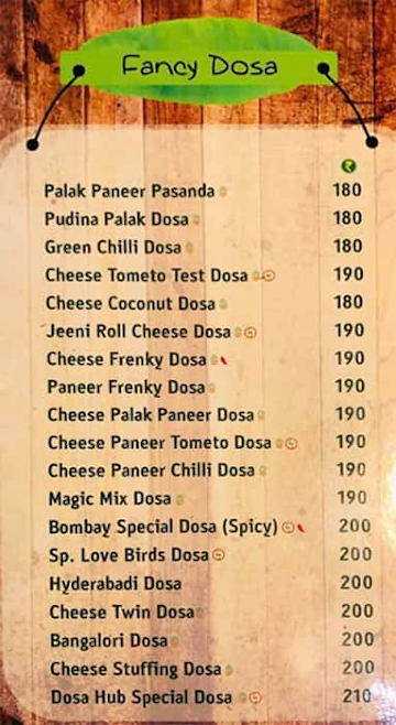 Chula Dhosa menu 