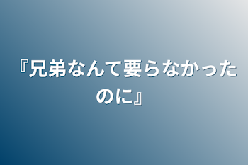 『兄弟なんて要らなかったのに』