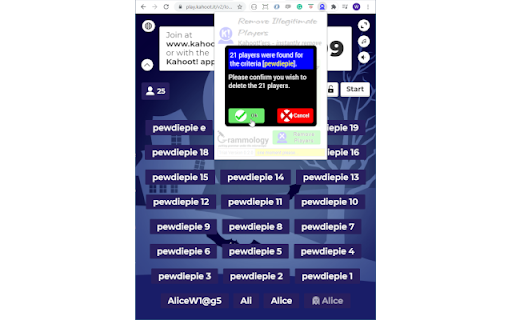 Kahoot - Remove Illegitimate Players v0.2.1