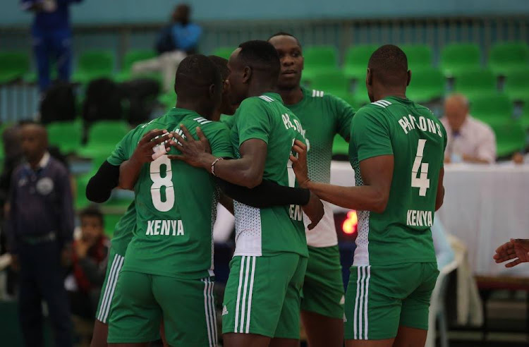 Kenya Prisons players celebrate in a recent African Club Championship match in Egypt