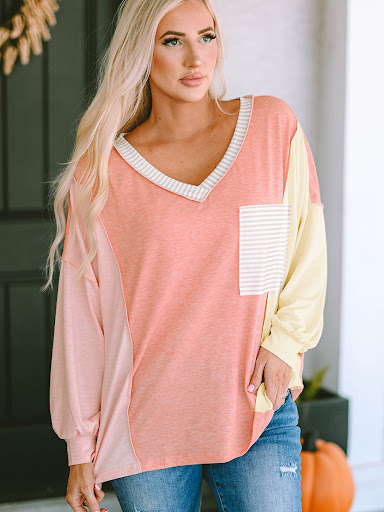 Title 5, V-neck Long Sleeve Top Womens European And Ame...