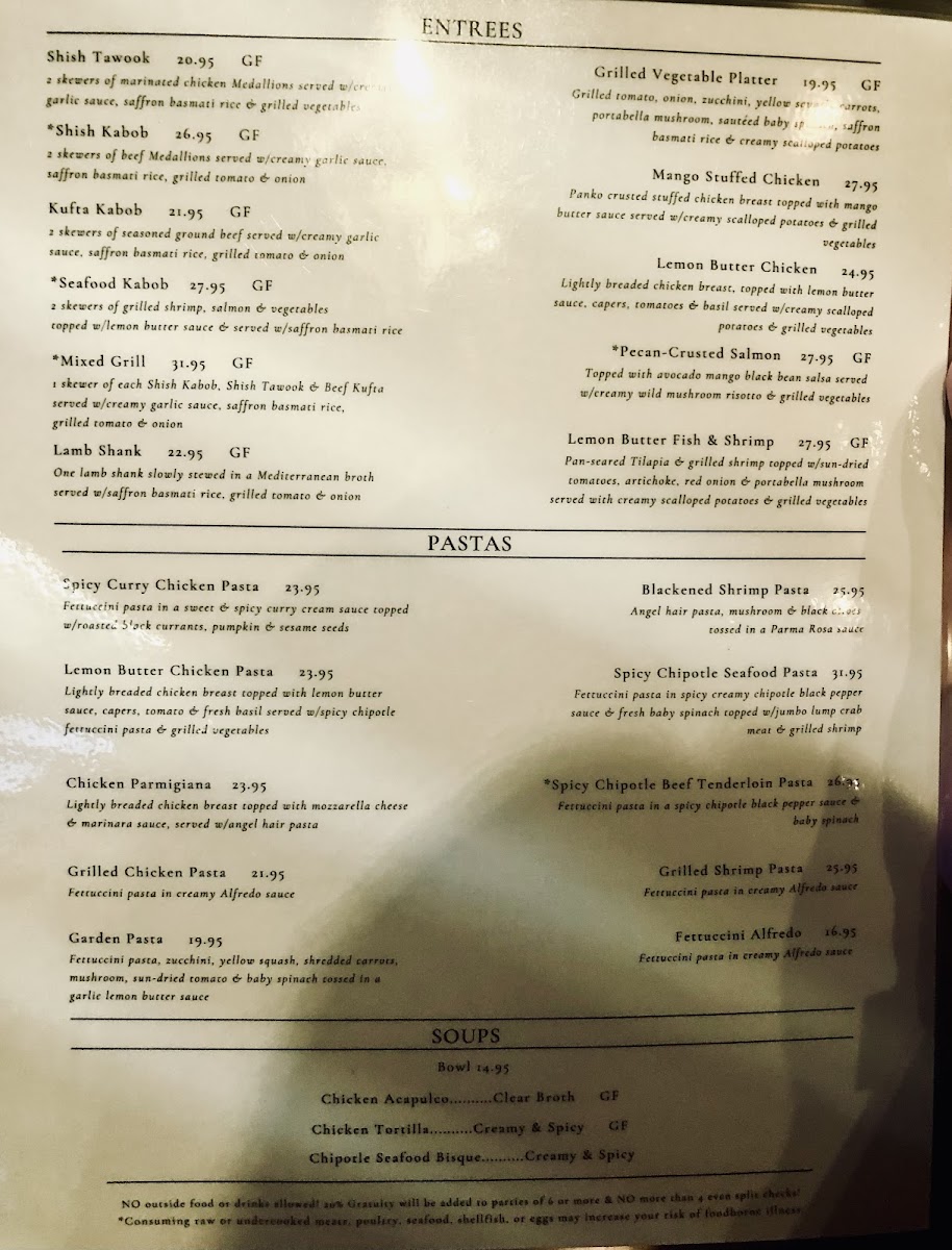 Mezza Grille gluten-free menu