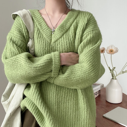 Title 24, Loose Large Long-sleeved Knitted Top For Women