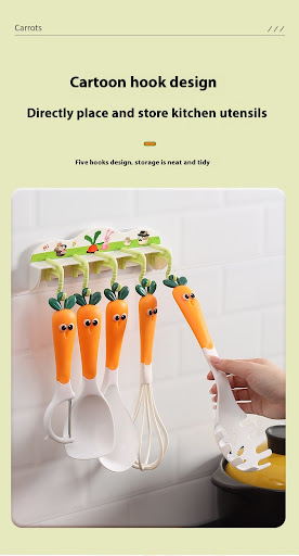 Title 5, Carrot Kitchen Tools Suit With Storage Hook. Co...