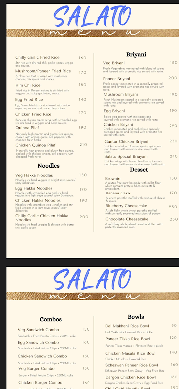 Salato cafe and restaurant menu 