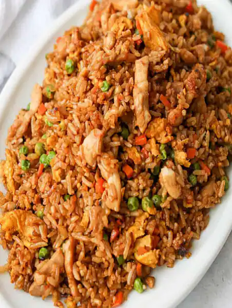 Chilly Garlic Chicken Fried Rice