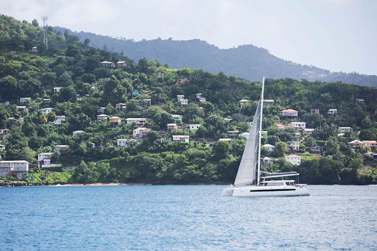 The coastline along the western edge of Grenada. 