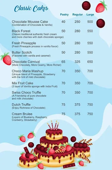 The Shivaay Cake & Bake menu 