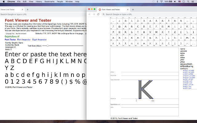 Font Viewer and Tester chrome extension