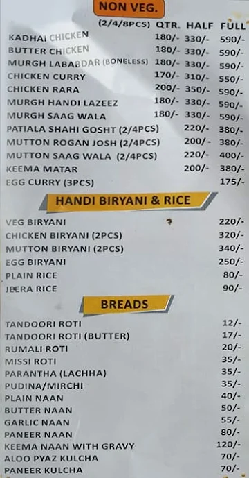 Kukkad Nukkad menu 