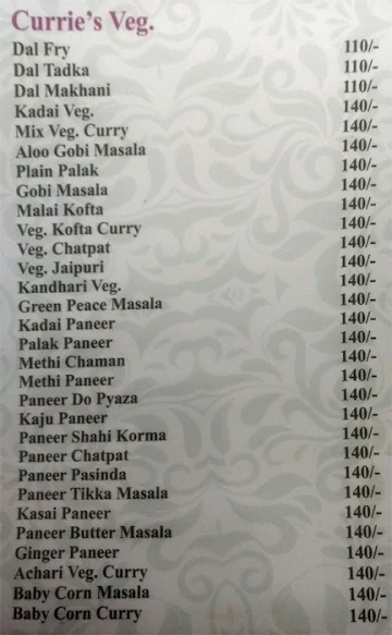 New Green Bawarchi Restaurant menu 