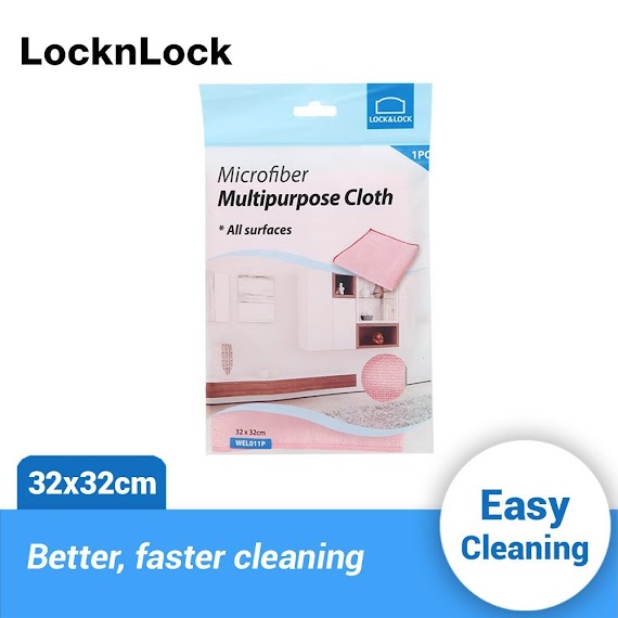 Khăn Lau Chùi Welcron Multipurpose Lock&Lock (32 X 32Cm) Màu Hồng Wel011P