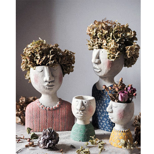 Title 11, Greek Statue Pot Goddess Flower Pots Head Retro...